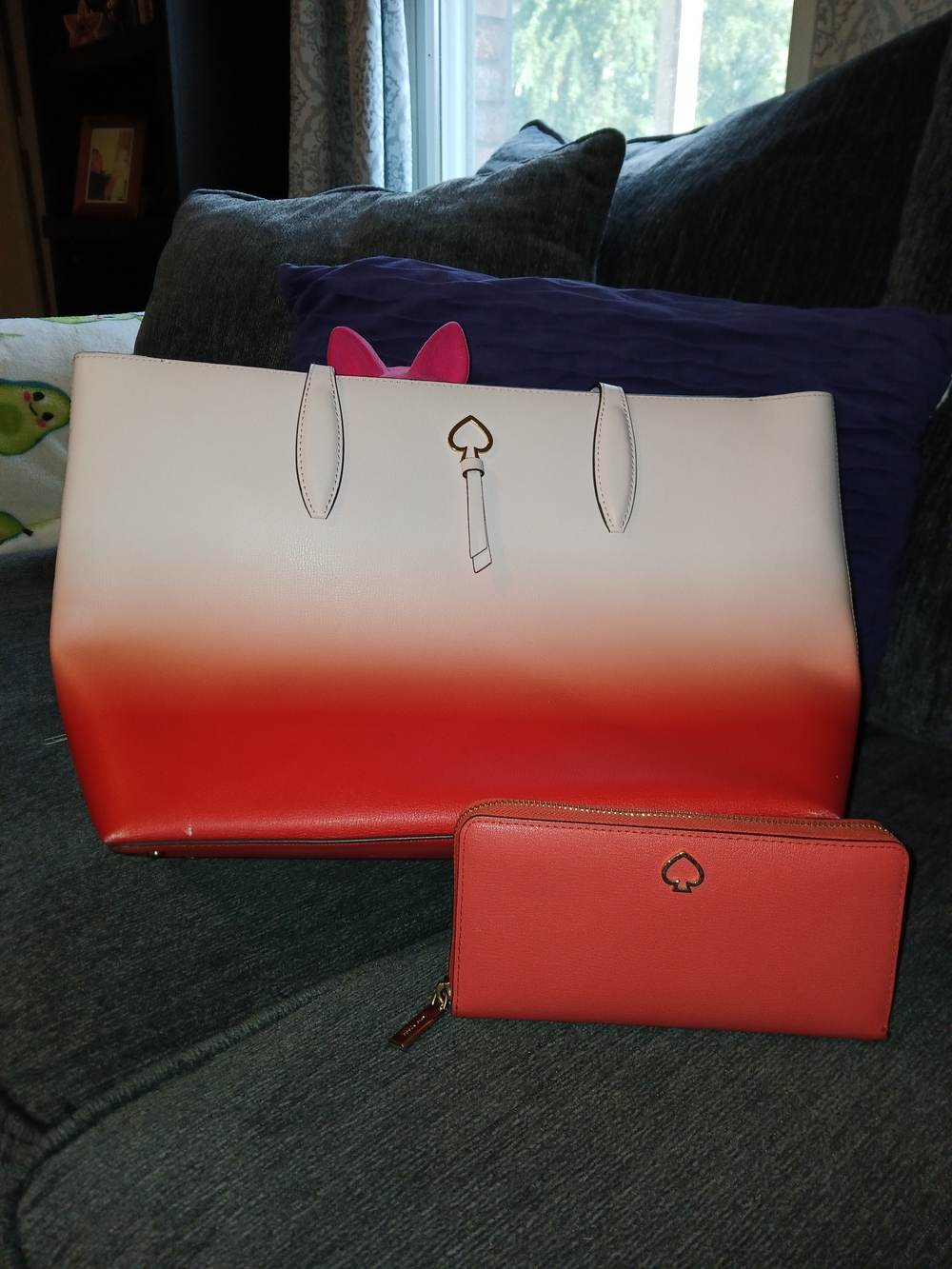 Kate Spade New York Adel Large Tote features a white-to-red ombre & Wallet